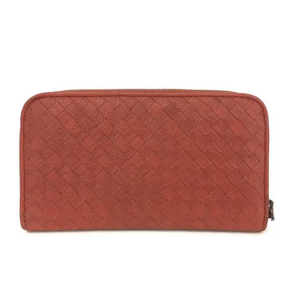 Bottega Veneta Intrecciato Lambskin Zip Around Long Wallet Pristine Rust Color - Picture 5 of 10